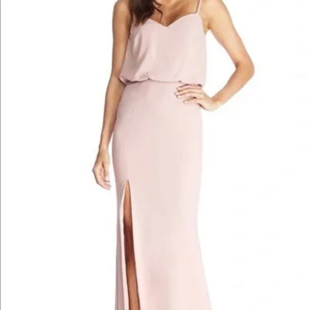 Dress The Population Gracelyn Blouson Jersey Gown Color Blush Size M
